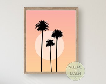 Tropical Palm Tree Wall Art Print, Modern California Boho Home Decor Poster, Instant Digital Download - BC111
