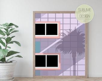 Miami South Beach Architecture, Modern Tropical Home Decor, Deco Illustration Art Print, Instant Digital Download - AR101