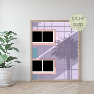 Miami South Beach Architecture, Modern Tropical Home Decor, Deco Illustration Art Print, Instant Digital Download - AR101