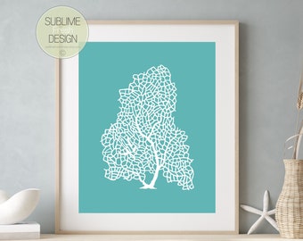 Underwater Coral Reef Art Print, Tropical Coastal Beach House Wall Decor, Digital Download Poster - BC105-B1