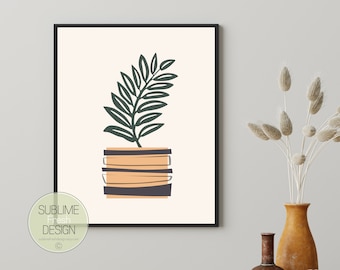 Neutrale botanische tropische blad muur kunst print, moderne minimalistische Boho home decor poster, instant digitale download - FB108