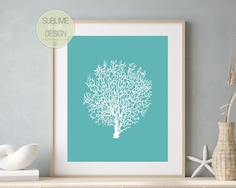 Underwater Coral Reef Art Print, Tropical Coastal Beach House Wall Decor, Digital Download Poster - BC101-B1