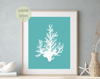 Underwater Coral Reef Art Print, Tropical Coastal Beach House Wall Decor, Digital Download Poster - BC103-B1