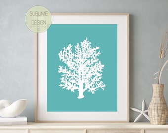 Underwater Coral Reef Art Print, Tropical Coastal Beach House Wall Decor, Digital Download Poster - BC108-B1