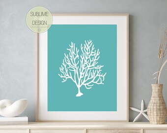 Underwater Coral Reef Art Print, Tropical Coastal Beach House Wall Decor, Digital Download Poster - BC104-B1