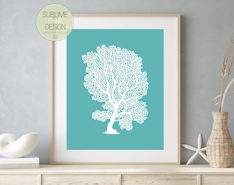 Underwater Coral Reef Art Print, Tropical Coastal Beach House Wall Decor, Digital Download Poster - BC109-B1