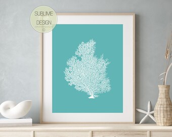 Underwater Coral Reef Art Print, Tropical Coastal Beach House Wall Decor, Digital Download Poster - BC107-B1