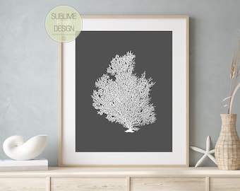 Underwater Coral Reef Art Print, Tropical Coastal Beach House Wall Decor, Digital Download Poster - BC107-B1