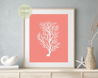 Underwater Coral Reef Art Print, Tropical Coastal Beach House Wall Decor, Digital Download Poster - BC102-B1