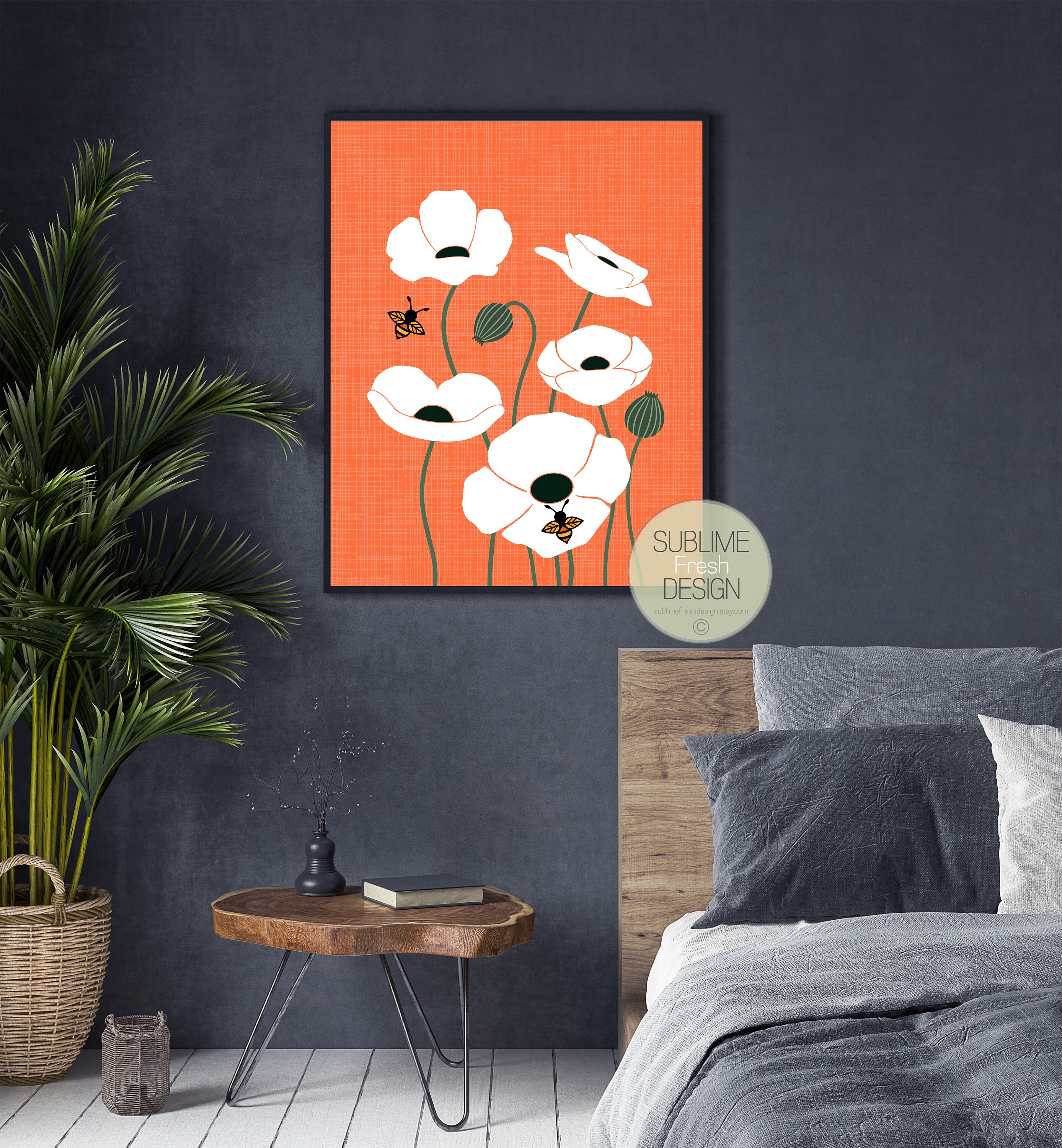 Poppy Flowers Wall Art Print, Poppies Floral Decor Print, Instant ...