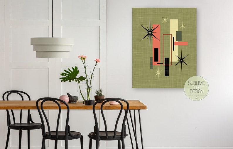 Atomic Mid Century Modern Inspired Art Poster Minimal Etsy