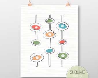 Mid Century Modern Inspired Art Poster, Minimal Geometric Abstract Digital Download Art Print - MCM103