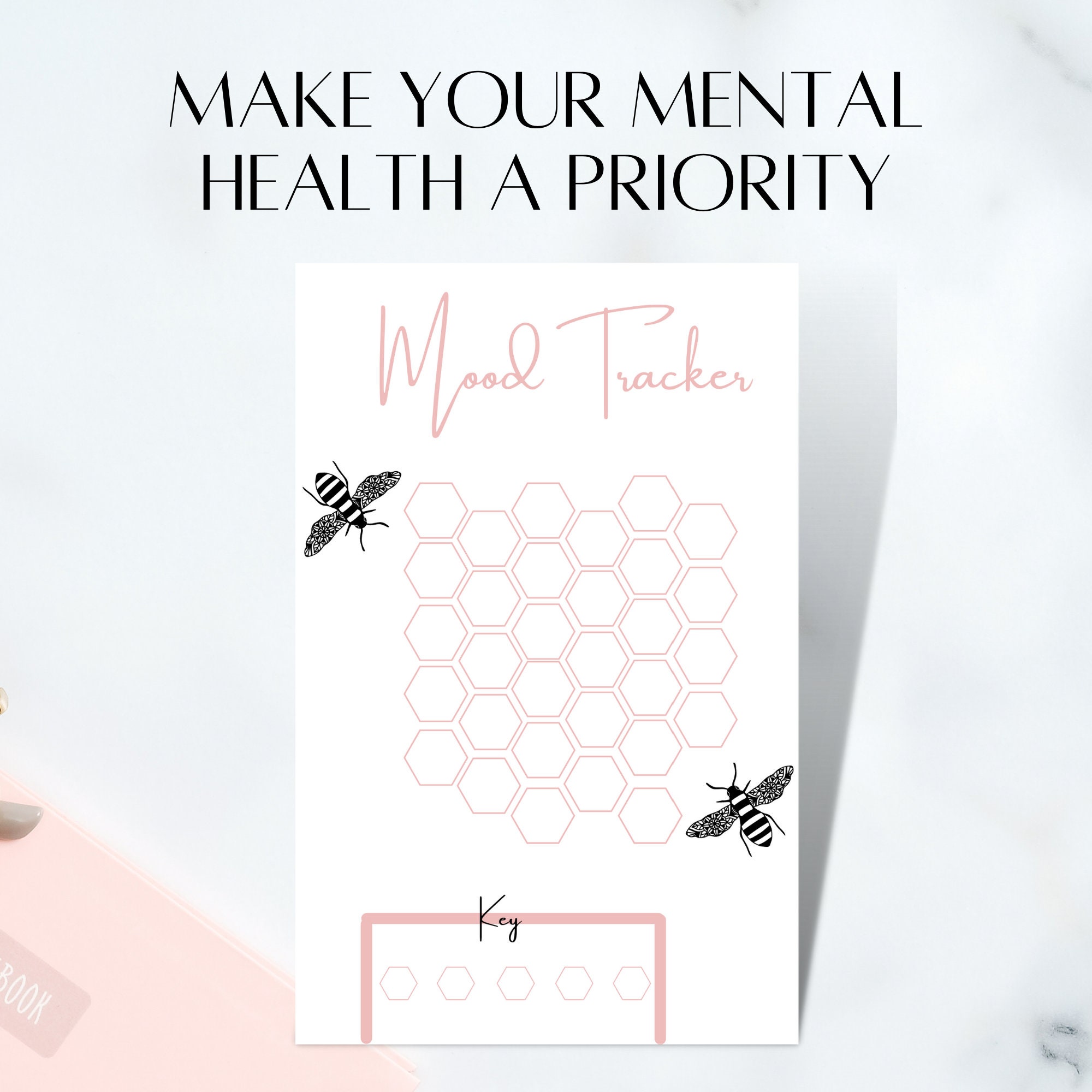 Honey Comb Mood Tracker Habit Tracker Mood Journal Monthly Etsy