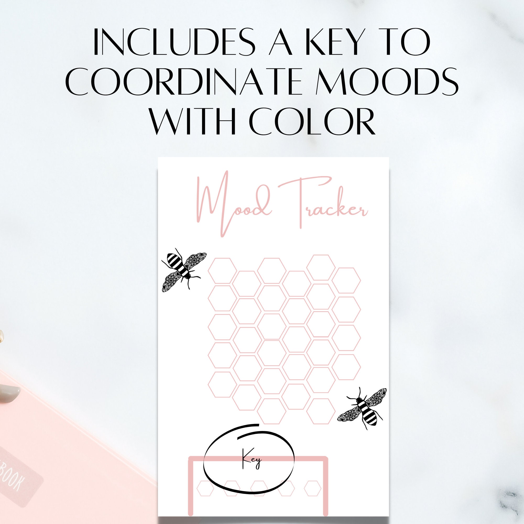 Honey Comb Mood Tracker Habit Tracker Mood Journal Monthly Etsy