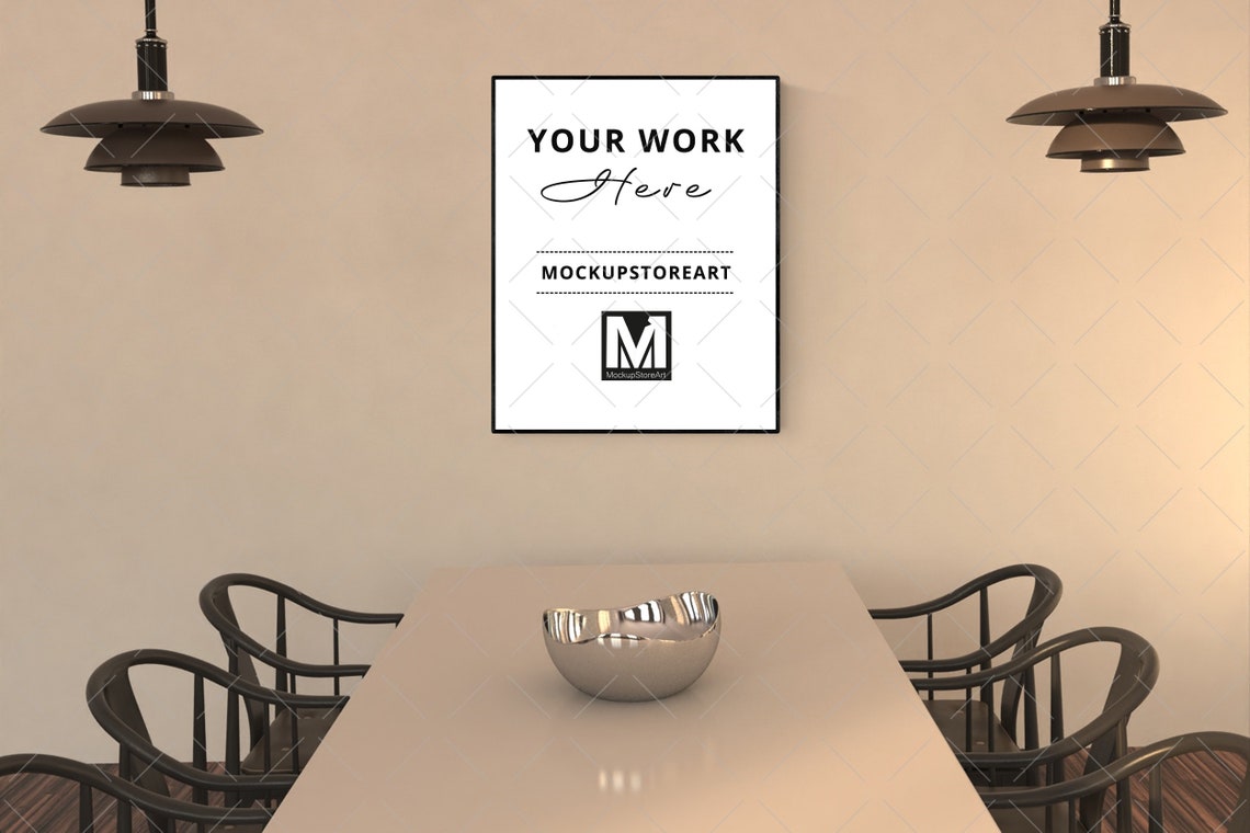 Download Wall and frame mockup Dining table wall mockup Modern ...