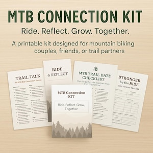 Kit de connexion VTT - Journal de cyclisme imprimable, instructions sur le sentier, liste de contrôle des dates et tracker d'activité pour les vététistes