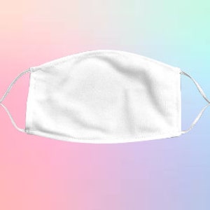 Adjustable Elastic Loops White Trim Face Mask - Blank Face Mask - Blank Face Mask Sublimation - Blank Face