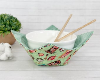 Microwave Bowl Cozy, Bowl Hot Pad, Soup Bowl Holder, College Dorm Gift, Dorm Room Essentials, College Student Gift, Sushi Fabric, Reversible