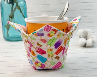 Ice Cream Cozy, Pint Ice Cream Holder, Ice Cream Lover Gift, Summer Gift Idea, Microwavable Cozy, First Apartment Gift, Fabric Pint Cozy