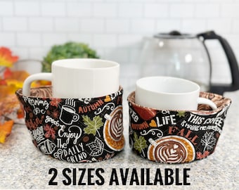 Microwave Mug Cozy, Fall Pumpkin Mug Cozy, Fabric Cup Holder, College Student Gift Ideas, Coffee Cup Cozies, Cozy for Coffee Mug, Fall Cozy