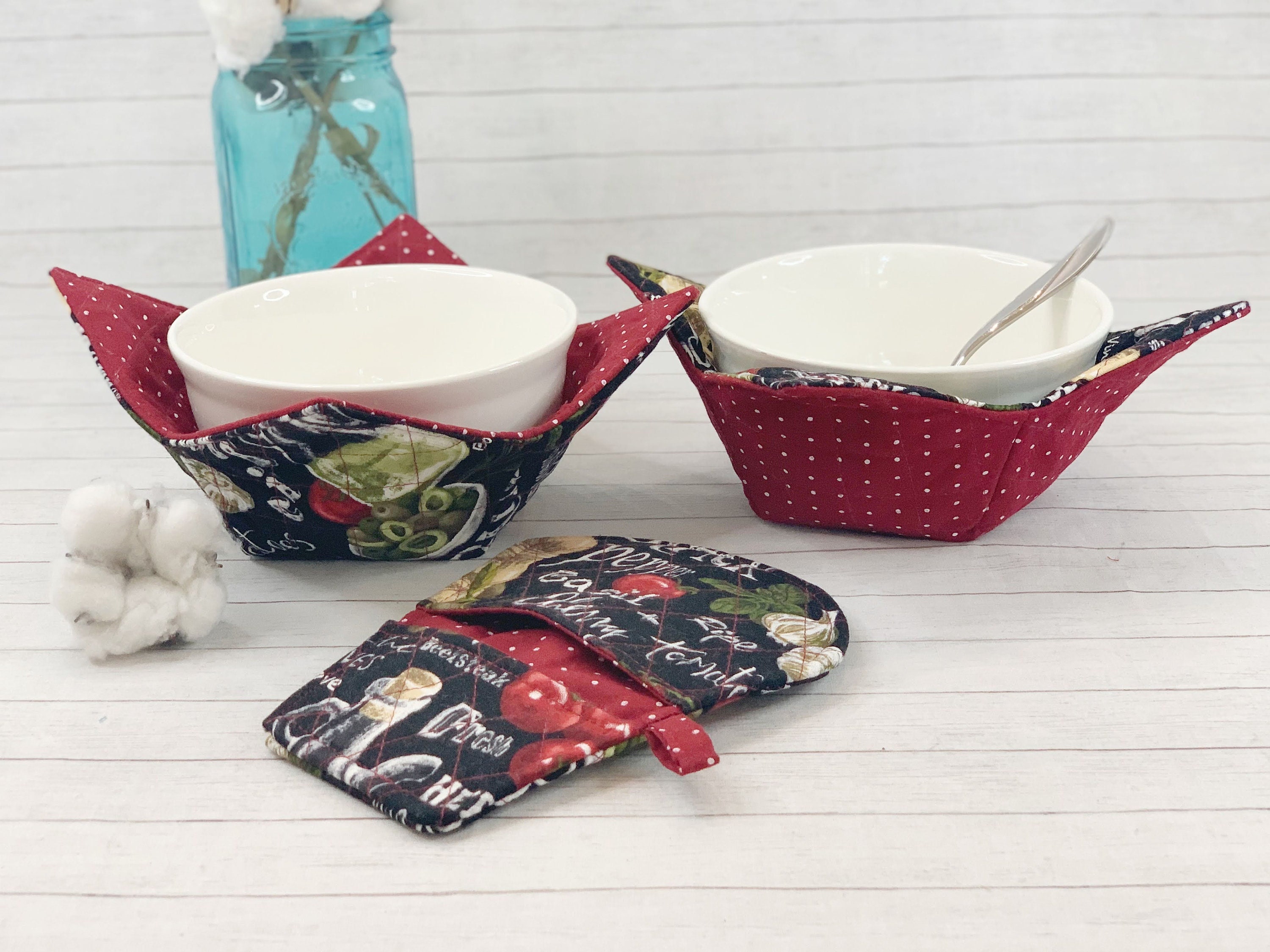 Microwave Cozy, Bowl Cozy, Mini Oven Mitts, Kitchen Essentials, Bowl Hot  Pad, Pot Holder Set, Kitchen Gift Set, Herb Themed, College Gift 