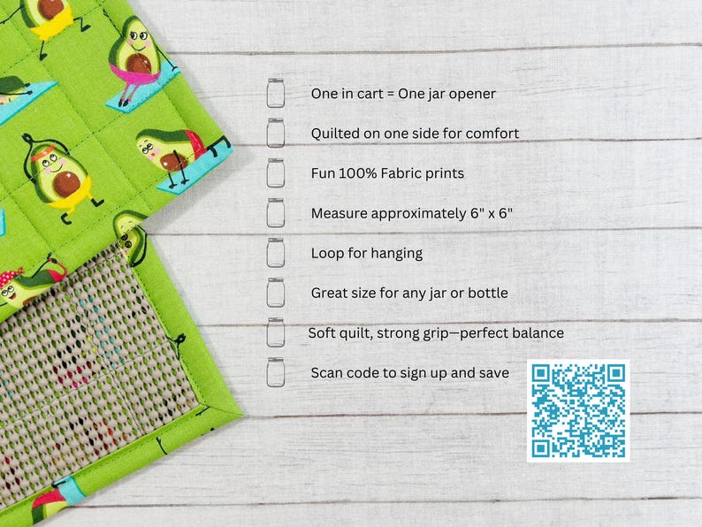 Rubber Grip Jar Opener, Lid Gripper, Avocado Gift, Kitchen Helper