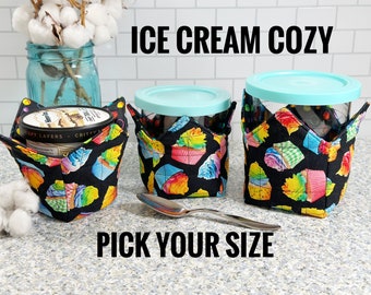 Ice Cream Cozy, Pint Sleeve, Ice Cream Holder, Pint Size Cup Cozy, Ice Cream Cupcakes, Kitchen Essential, Ice Cream Gifts, Quilted Gift