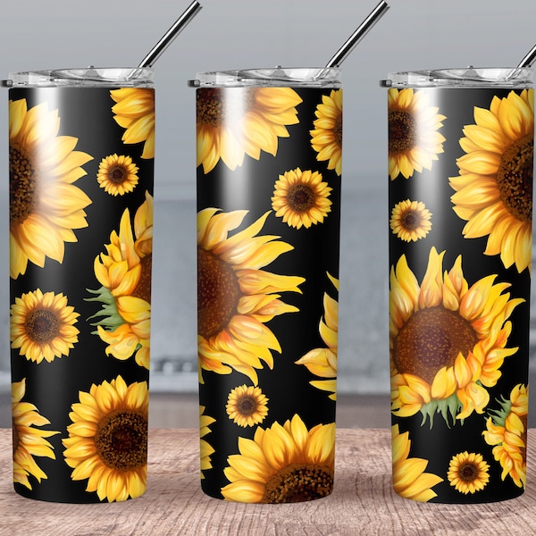 Sunflowers Tumbler Wrap Design,20oz Tumbler PNG Download,Seamless Design