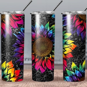 Tie Dye Sunflowers 20oz Tumbler Sublimation Design Digital Download