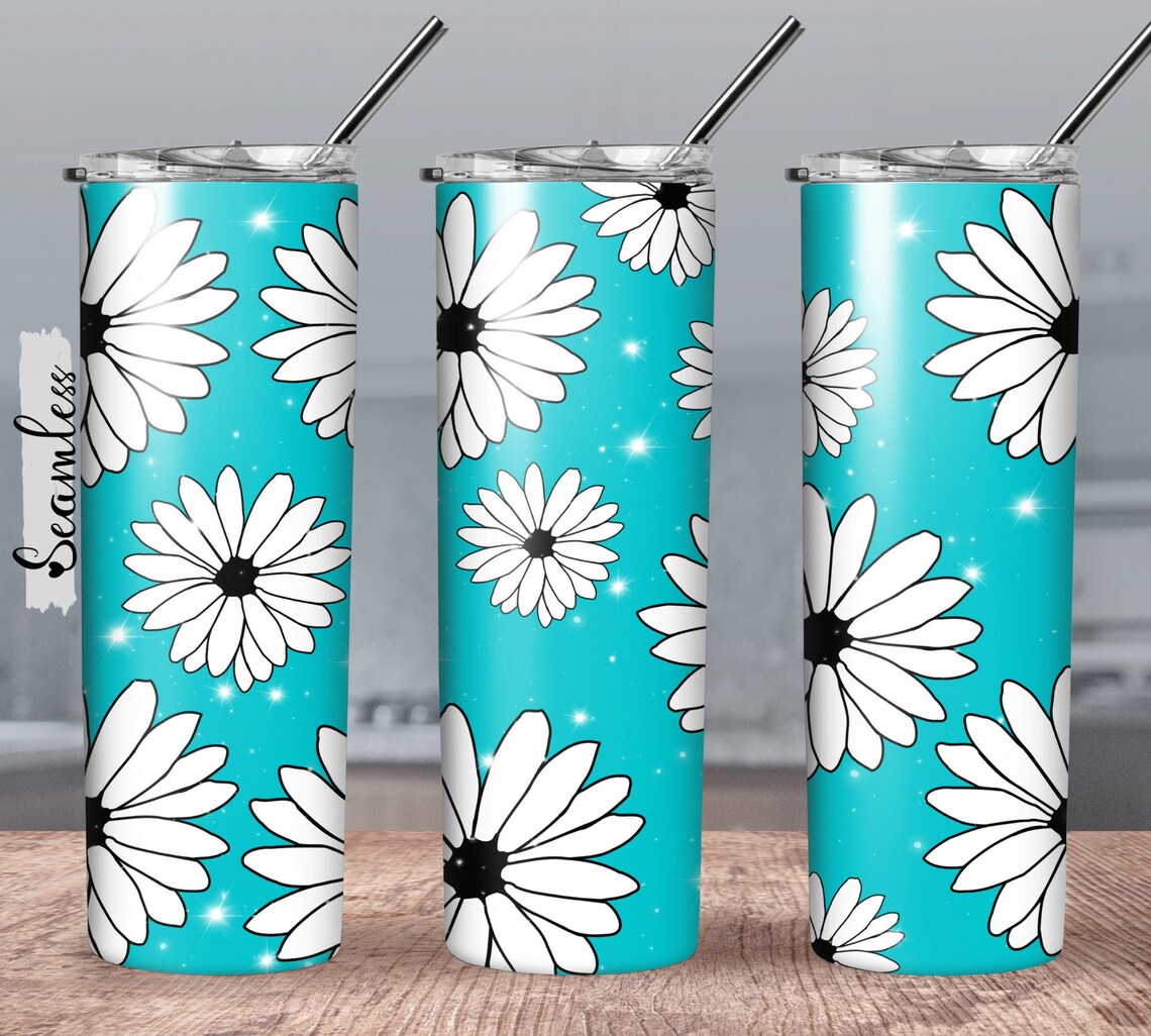 Daisy Flowers 20oz Tumbler Wrap PNG Design Etsy