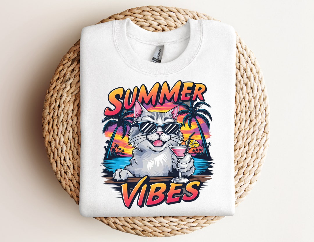 Summer Vibes Cat Png Sublimation Design Digital Download - Etsy