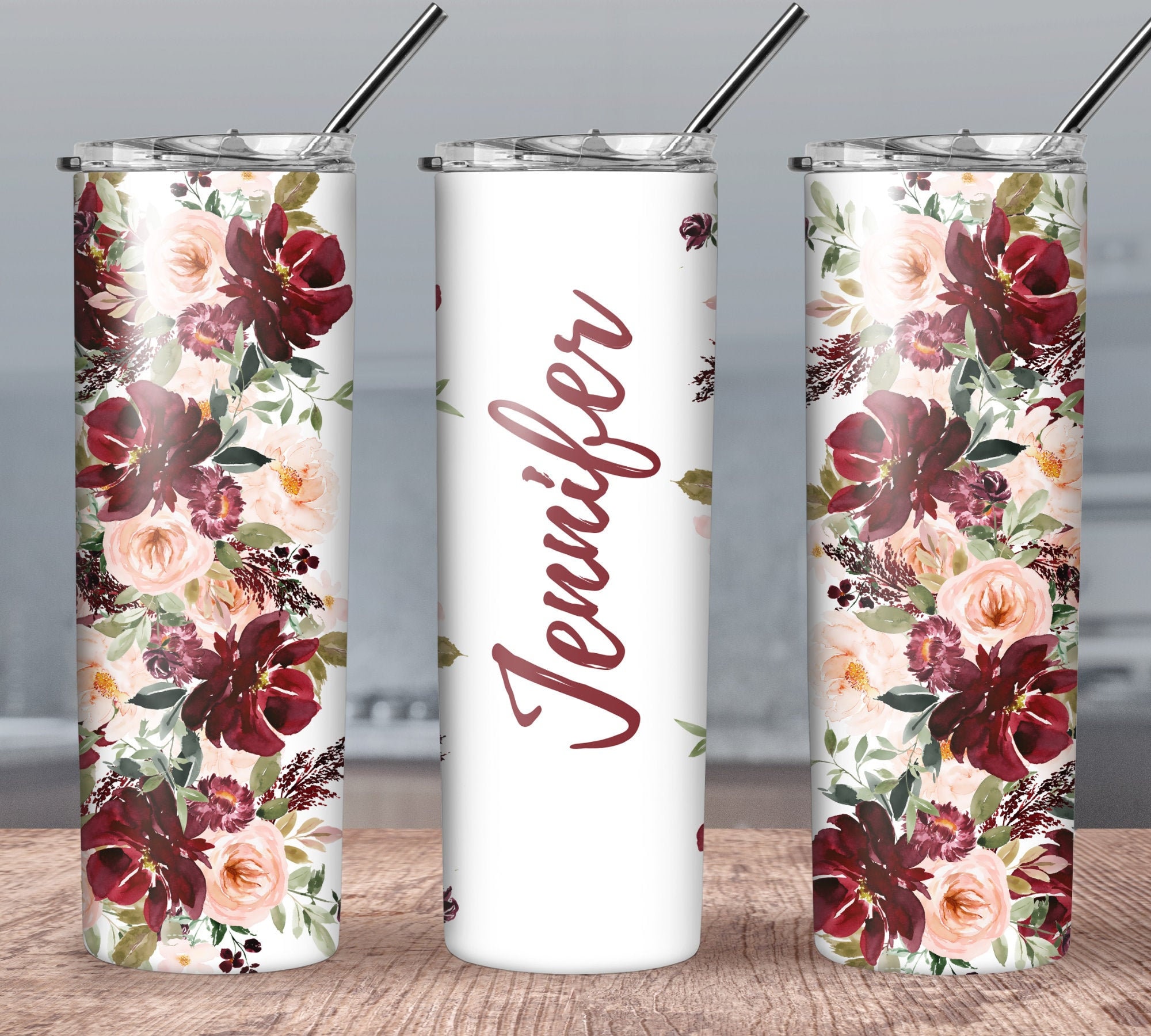 Seamless Floral 20oz Tumbler Wrap Add Your Name/ Text PNG - Etsy UK