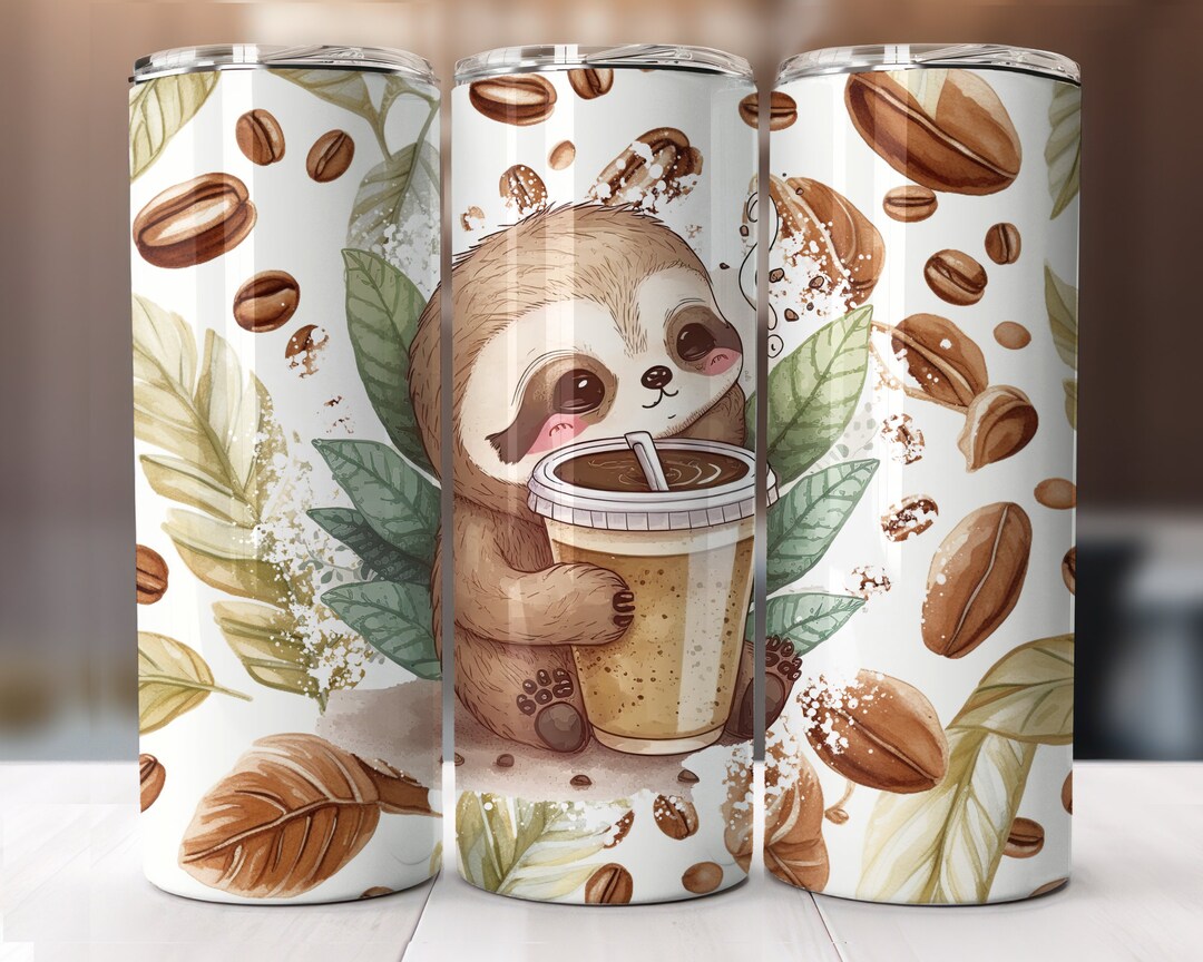 20 Oz Tumbler Wrap Cute Coffee Sloth - Etsy