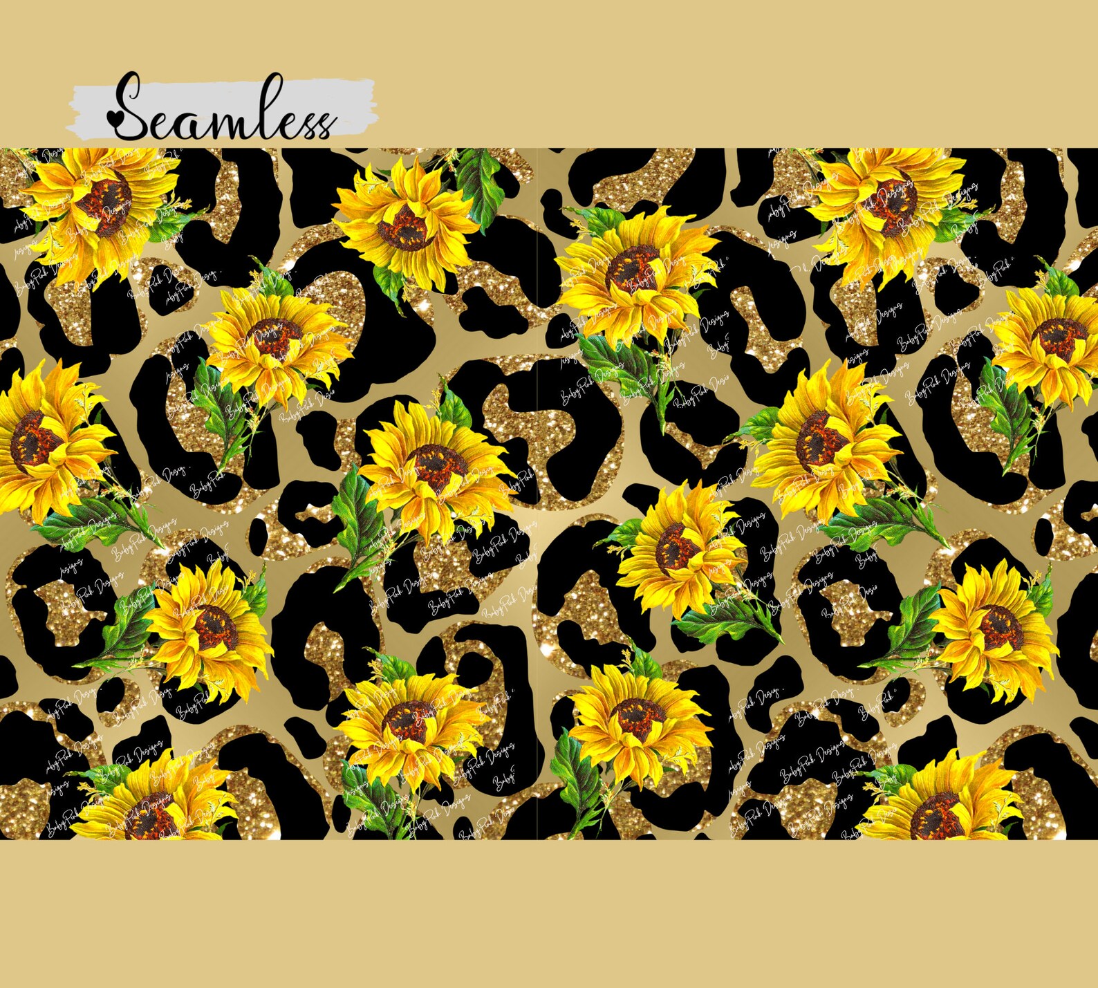 Sunflowers and Cheetah Glitter 20oz Tumbler Wrap PNG Etsy