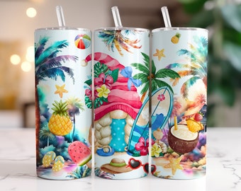 Summer Girl Gnome 20 Oz Tumbler Wrap