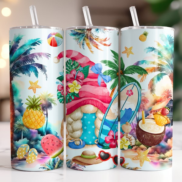 Summer Girl Gnome 20 Oz Tumbler Wrap