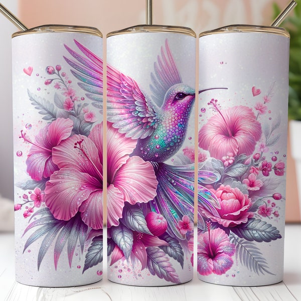 Pink Hummingbird 20 Oz Tumbler Sublimation Download