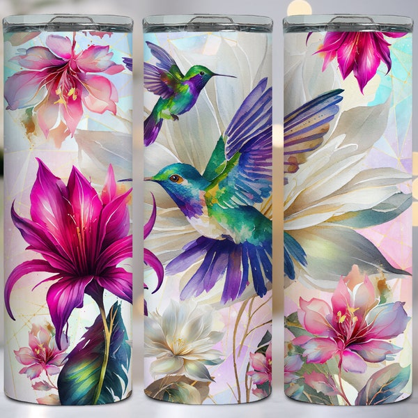 Hummingbirds Floral 20 oz Tumbler Wrap