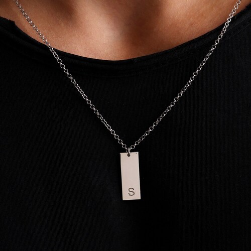 Mens Initial Necklace, Mens Name Necklace, Initial Necklace for Men, Custom Name Necklace for Men, Gift for Husband