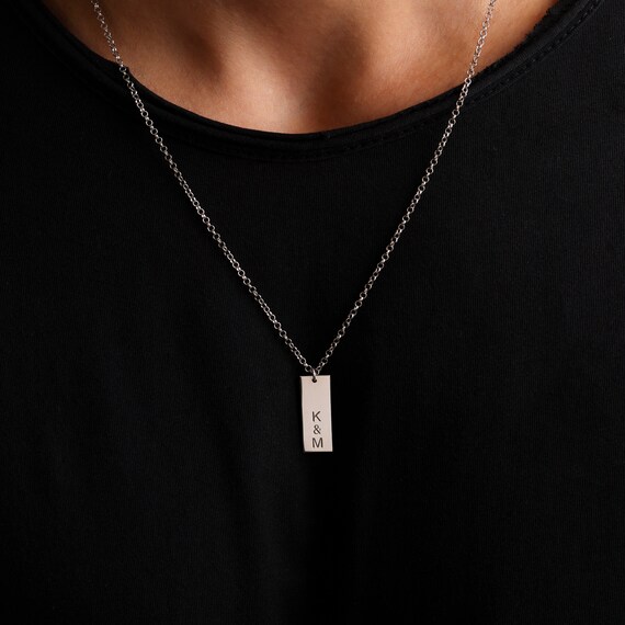 Mens Initial Necklace Mens Name 