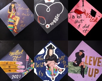 Hand painted graduation caps