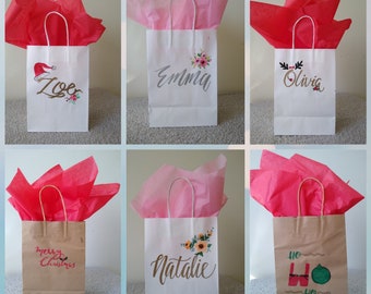 4 pack of Hand painted gift bags, 4 pack of gift bags , Christmas gift bags , customized gift bags ,