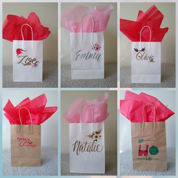 4 pack of Hand painted gift bags, 4 pack of gift bags , Christmas gift bags , customized gift bags ,
