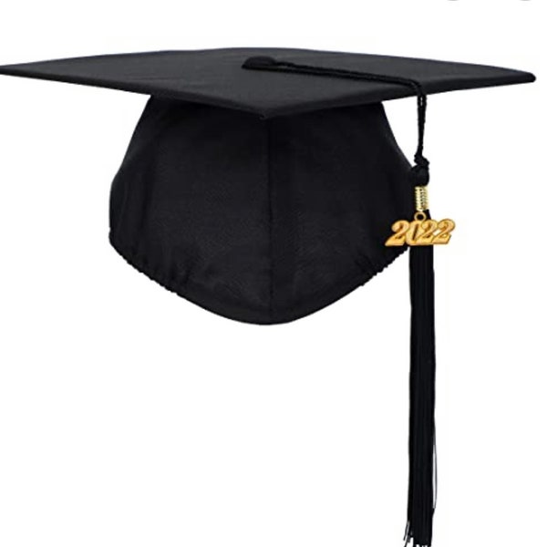 Graduation cap with tassel, Matte black graduation cap,