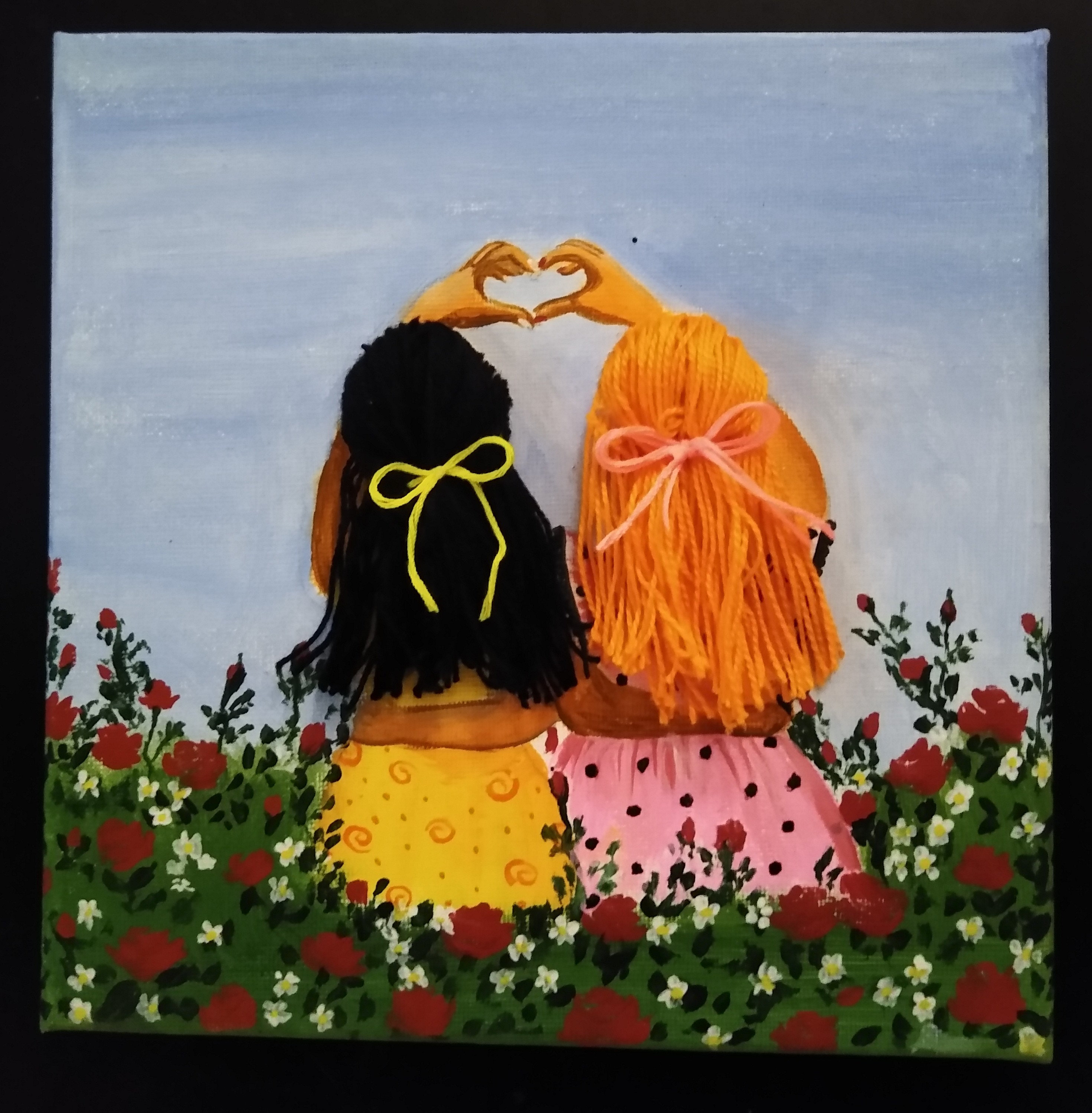Best Friends Painting, Gift for Friend, Hand Painted Friends