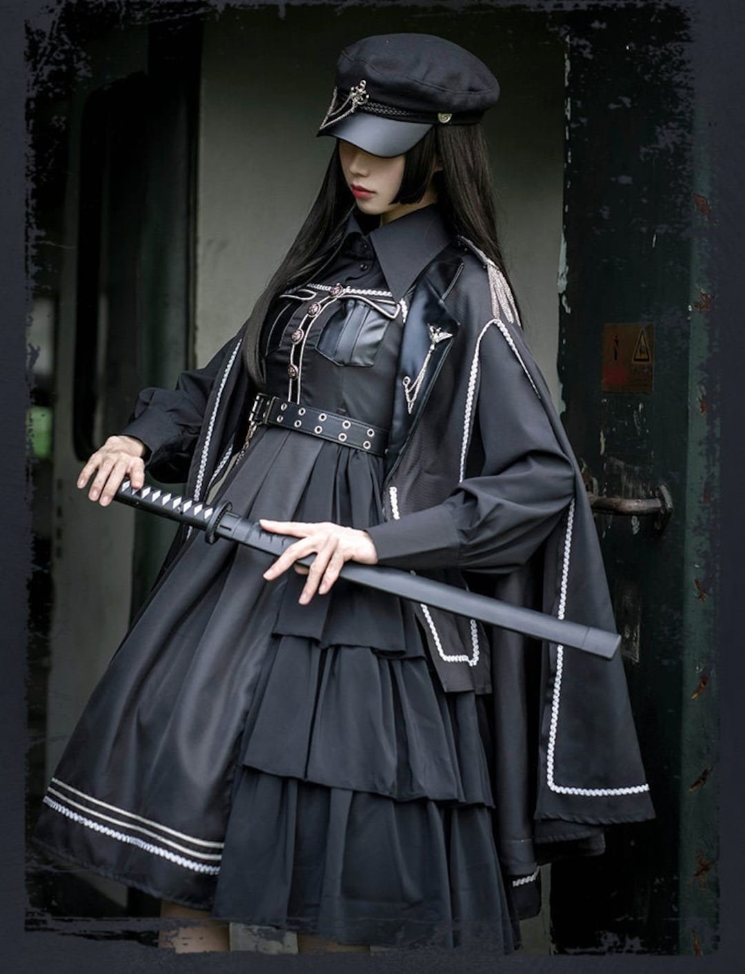 Black Gothic Army Military Lolita JSK Dress, Blouse, Cape, Hat Etsy