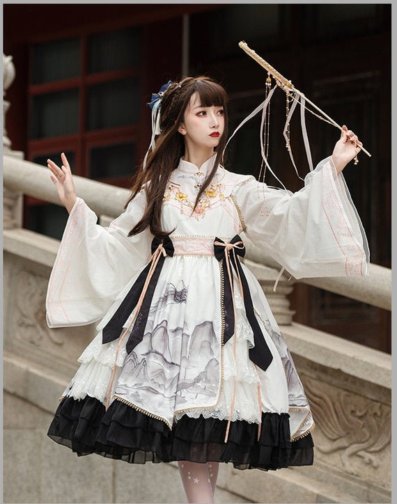 Elegant Long Sleeve Qi Lolita Dress With Shoulder Cover -  Canada