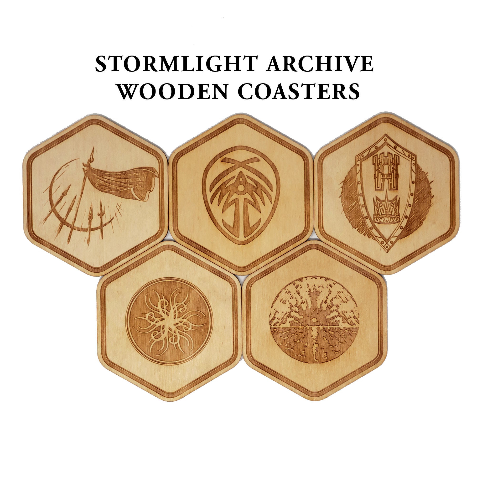 Fantasy Book Wooden Coasters Set Etsy