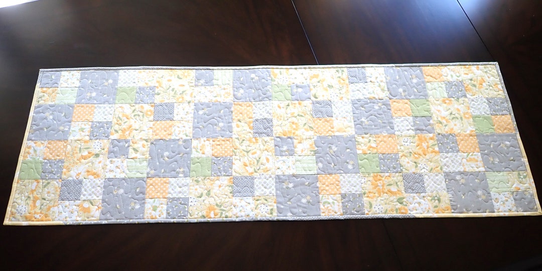 Kitchen Table Toppers Quilted Table Runner, Buttercup & Slate Design (47 X 16) - Etsy