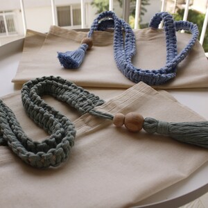 Macrame tote bag, Natural canvas tote bag with long handle, Reusable cotton tote bag, Handmade tote bag, Minimalist bag, Shopping Linen Bag.